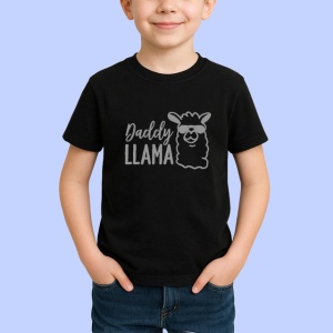 Tricou Daddy Llama Personaj Amuzant Ochelari, din bumbac 100%, tricou negru Copii | Dama | Barbat - Img 2