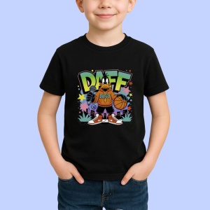 Tricou Daff hanorac portocaliu cu minge in mana Copii | Dama | Barbat, negru - Img 3