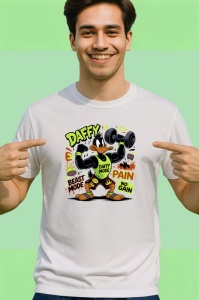 Tricou Daffy beast mode antrenament cu gantere si tricou galben Copii | Dama | Barbat Barbat - Img 2