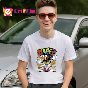 Tricou Daffy street vibes cu pantaloni cargo si fundal exploziv boom Copii | Dama | Barbat Barbat - Img 5