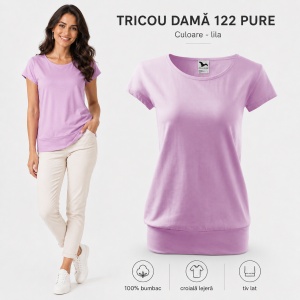 Tricou Damă 100% Bumbac cu Bandă Jos – Croială Lejeră, 22 Culori, XS-3XL - Img 16