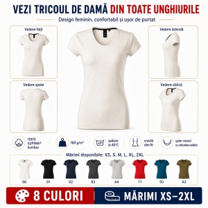 Tricou damă 100% bumbac SUPIMA® 154 Exclusive, slim fit, 160 g/m², XS–2XL, 8 culori - Img 8