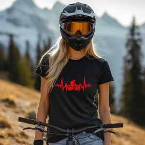 Tricou dama bumbac personalizat pentru femei Ritmul inimii Ador iesirile in natura pe bicicleta - Cadou - Img 2