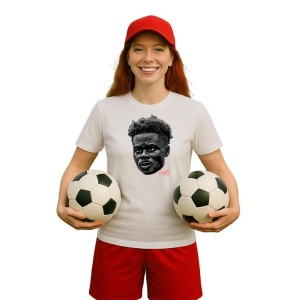 Tricou Dama cu fotbalistul Bukayo Saka-Arsenal FC din bumbac 100% - Img 9