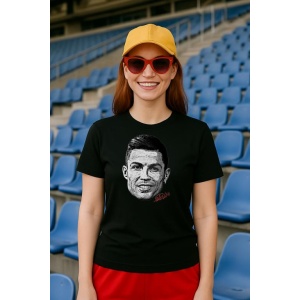 Tricou Dama cu fotbalistul Cristiano Ronaldo-Al-Nassr FC din bumbac 100% - Img 3