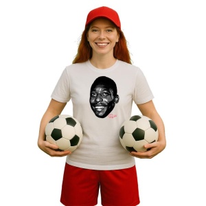 Tricou Dama cu fotbalistul Edson Arantes do Nascimento-Brazil din bumbac 100% - Img 11
