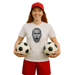 Tricou Dama cu fotbalistul Zinedine Zidane-Real Madrid din bumbac 100% - Img 9