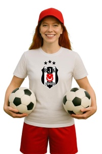 Tricou dama cu logo stema Besiktas Turcia , din bumbac 100% - Img 3