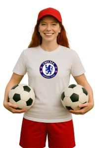 Tricou dama cu logo stema Chelsea FC Anglia , din bumbac 100%