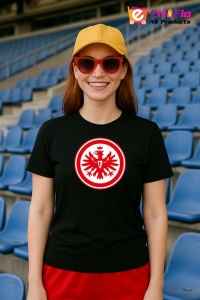 Tricou dama cu logo stema Eintracht Frankfurt Germania , din bumbac 100% - Img 5
