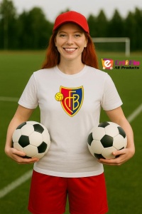 Tricou dama cu logo stema Fc Basel Elvetia , din bumbac 100%