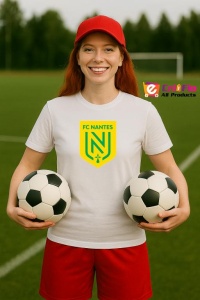 Tricou dama cu logo stema FC Nantes Franta , din bumbac 100% - Img 8