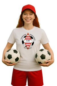 Tricou dama cu logo stema Fédération monégasque de football Monaco , din bumbac 100% - Img 3