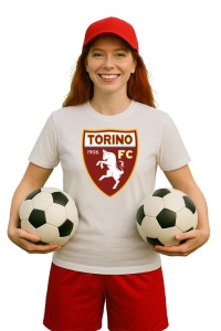 Tricou dama cu logo stema Torino FC Italia , din bumbac 100% - Img 3