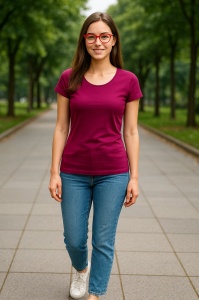 Tricou Dama decoltat, din bumbac 100% - Img 3
