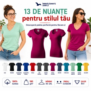 Tricou damă Malfini 162 Fit V-Neck, guler în V, 100% bumbac, 180 g/m², croială cambrată, 13 culori - Img 8