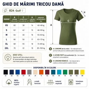 Tricou damă Malfini Gulf 824, 100% bumbac organic, croială cambrată, XS–2XL, 14 culori - Img 3