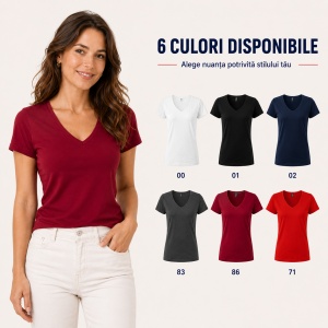Tricou Damă Malfini Premium Action V-Neck 701 – Slim Fit, Guler în V, 95% Bumbac, 6 Culori, S–2XL - Img 9