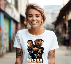 Tricou dama personalizat Hip Hop Nations 2Pac, Dr.Dre, Eminem, Ice Cube