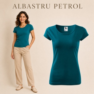 Tricou Damă Simplu cu Guler Rotund, Bumbac 100% – 30 Culori, XS–3XL - Img 31