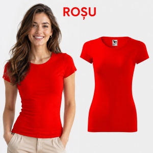 Tricou Damă Slim Fit Elastic, 95% Bumbac și 5% Elastan, Guler Rotund, Mâneci Scurte, 14 Culori, XS–2XL - Img 19