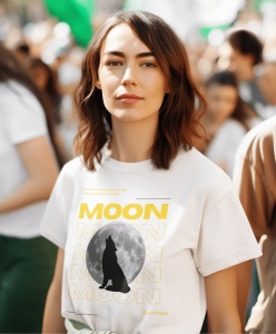 Tricou dama Streetwear - Moon - din bumbac, personalizat - Cadou - Img 4