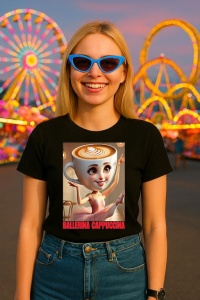 Tricou Dama Tralalero TraLaLa cu Ballerina Cappuccina Italian Brainrot Meme (1)