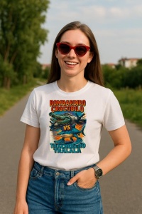 Tricou Dama Tralalero TraLaLa cu Bombardiro Crocodilo VS Tralalero Tralala Italian Brainrot - Img 3