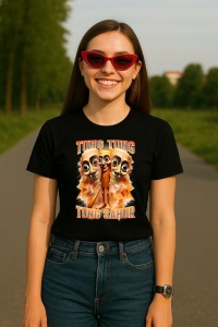 Tricou Dama Tralalero TraLaLa cu Tung Tung Tung Sahur Italian Brainrot, Funny Baseball Bat - Img 4