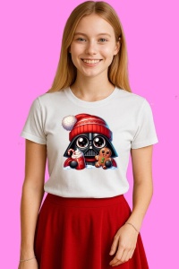 Tricou Darth Vader Christmas Chibi Cu Cana, din bumbac 100%, tricou alb, Copii | Dama | Barbat - Img 3