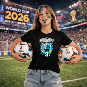 Tricou Darwin Nunez Uruguay World Cup Fifa 2026 V3, din bumbac 100%, tricou negru, Copii | Dama | Barbat - Img 9