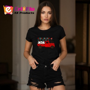 Tricou Dead Inside But Jolly Af Craciun Camion Rosu, din bumbac 100%, tricou negru Copii | Dama | Barbat - Img 7