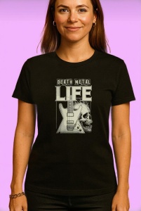 Tricou Death Metal Life Chitara Alba, Copii | Dama | Barbat, culoare negru - Img 4