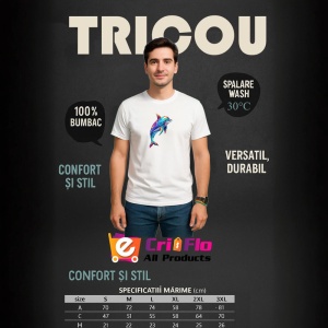 Tricou Delfin Poligonal Colorat, Copii | Dama | Barbat - Img 6