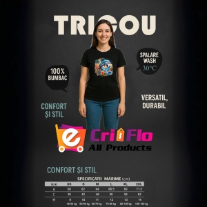 Tricou Delfini sarind in valuri cu flori tropicale Copii | Dama | Barbat, culoare negru - Img 9