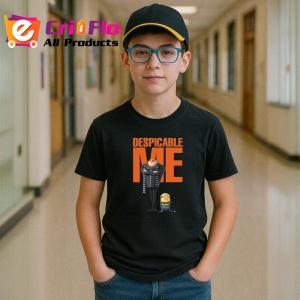 Tricou Despicable Me Gru si minionii sai in aventuri pline de umor, Copii | Dama | Barbat , tricou negru