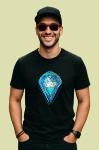 Tricou Diamant Turcoaz Poligonal, Copii | Dama | Barbat, culoare negru - Img 2