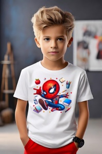 Tricou din bumbac 100% pentru copii, Spiderman, Back To School, scoala, educatie, eroi, personaje - Img 2