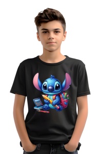 Tricou din bumbac 100% pentru copii, Stitch, Back To School, educatie, calculator, creioane