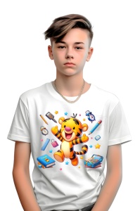 Tricou din bumbac 100% pentru copii, Tigger, Back To School, scoala, educatie, joaca, personaje