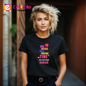 Tricou Din Inima Mea Pentru Tine Bunica, din bumbac 100%, tricou negru, Dama | Barbat - Img 3