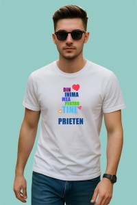 Tricou Din Inima Mea Pentru Tine Prieten, din bumbac 100%, tricou alb, Dama | Barbat - Img 1