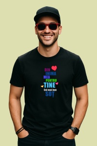 Tricou Din Inima Mea Pentru Tine Sot, din bumbac 100%, tricou negru, Dama | Barbat