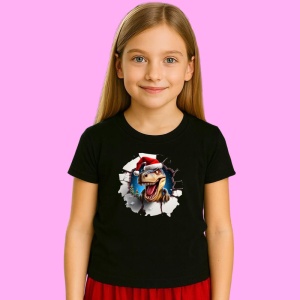 Tricou, dinozaur Cu Braduti Si Fundal Alb Craciun, din bumbac 100% Copii | Dama | Barbat
