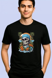 Tricou Dinozaur cu ochelari si geaca de piele fundal galben Copii | Dama | Barbat, culoare negru - Img 2