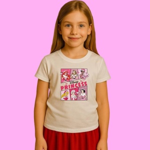 Tricou Disney Princess Merry Christmas, din bumbac 100%, tricou alb, Copii | Dama | Barbat - Img 1