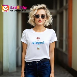 Tricou Doi Ca Si Piperul, din bumbac 100%, tricou alb, Dama | Barbat - Img 6