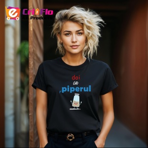 Tricou Doi Ca Si Piperul, din bumbac 100%, tricou negru, Dama | Barbat - Img 6