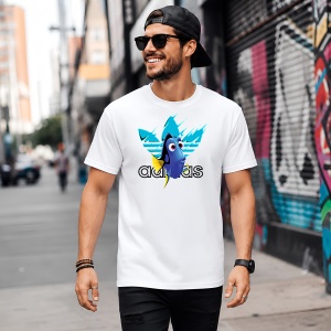 Tricou Dory Nemo Logo Paint Splash Albastru Urban Fish Design, din bumbac 100% Copii | Dama | Barbat - Img 5