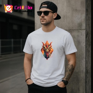 Tricou Dragon Rosu Portocaliu Stil Poligonal, Copii | Dama | Barbat - Img 4